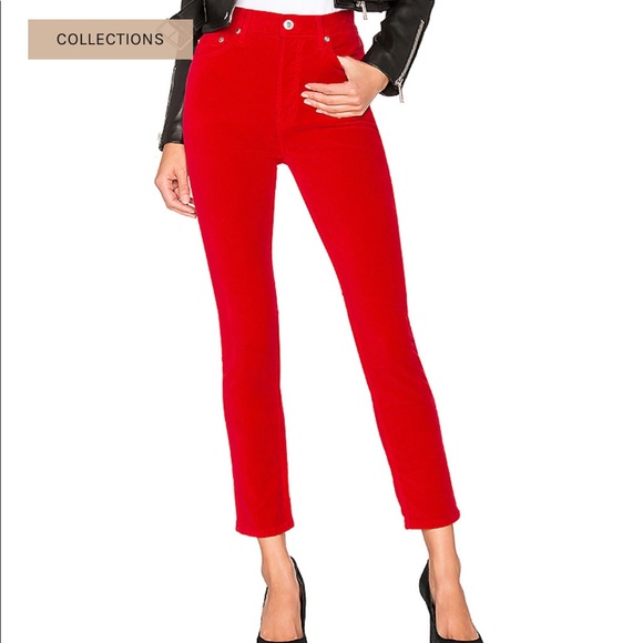 re/done red velvet pants jeans - Picture 1 of 5